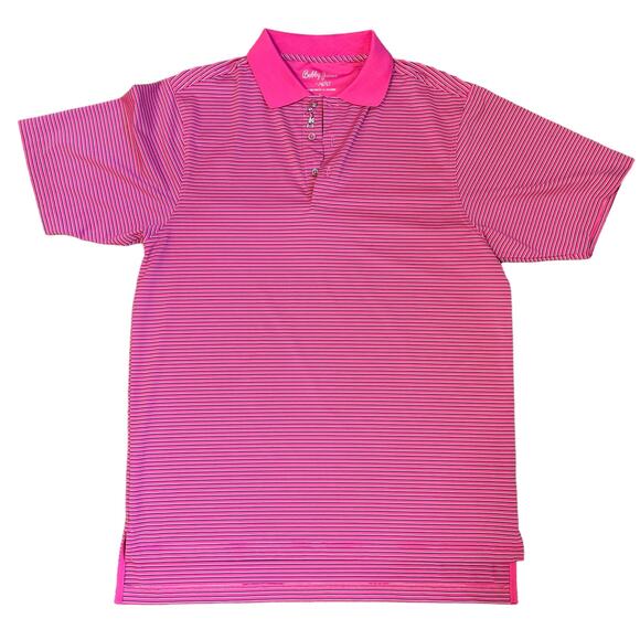 Bobby Jones X-H20 Pink Striped Large Mens Polo Golfer Embroidered Logo - Picture 1 of 7